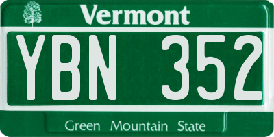 VT license plate YBN352