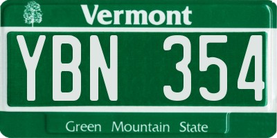VT license plate YBN354