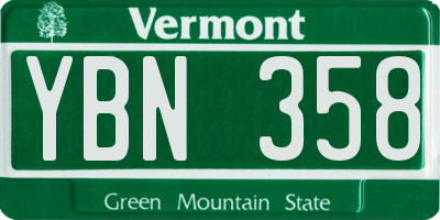 VT license plate YBN358