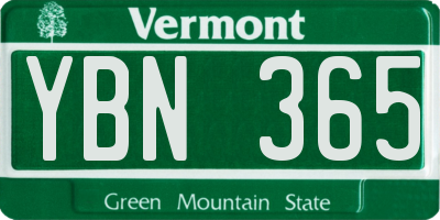 VT license plate YBN365
