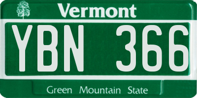 VT license plate YBN366