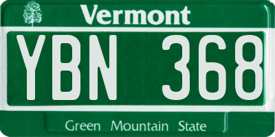 VT license plate YBN368