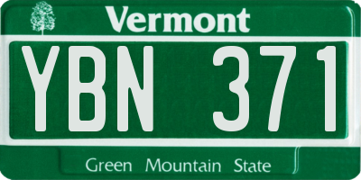 VT license plate YBN371