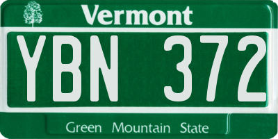 VT license plate YBN372