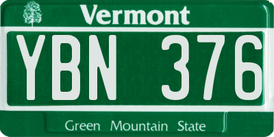 VT license plate YBN376