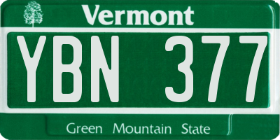 VT license plate YBN377