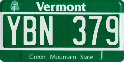 VT license plate YBN379