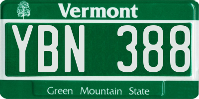 VT license plate YBN388