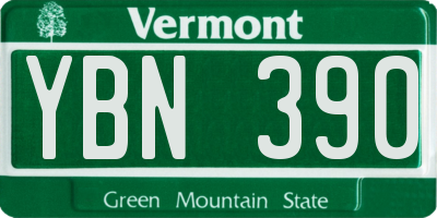 VT license plate YBN390