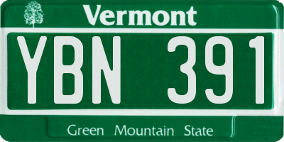 VT license plate YBN391