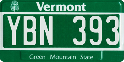VT license plate YBN393