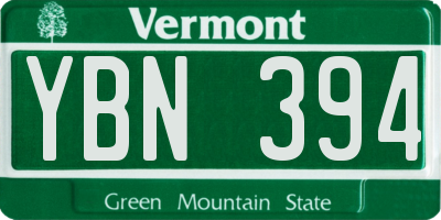 VT license plate YBN394