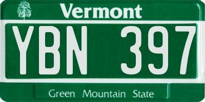 VT license plate YBN397