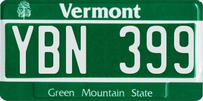 VT license plate YBN399
