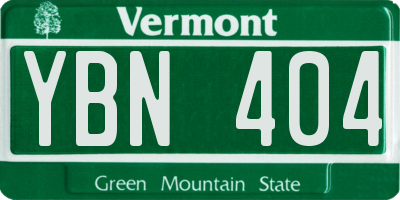 VT license plate YBN404