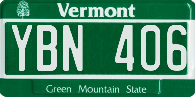 VT license plate YBN406