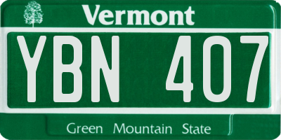 VT license plate YBN407