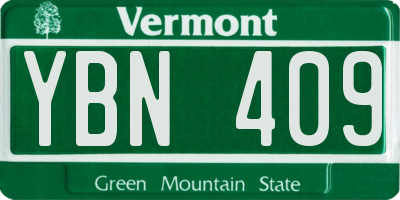 VT license plate YBN409
