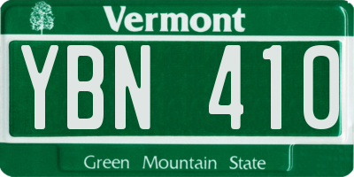 VT license plate YBN410