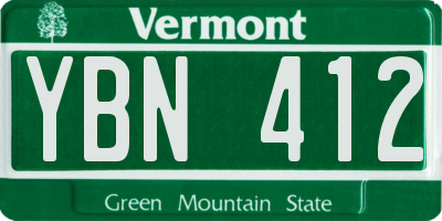 VT license plate YBN412
