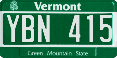VT license plate YBN415