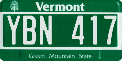 VT license plate YBN417
