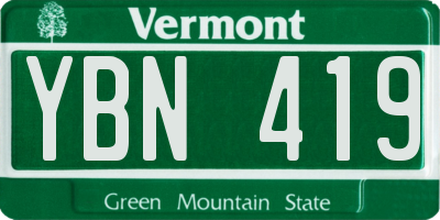 VT license plate YBN419