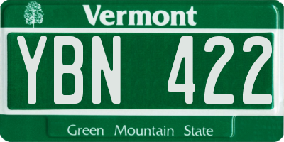 VT license plate YBN422
