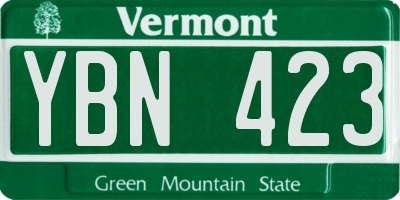 VT license plate YBN423