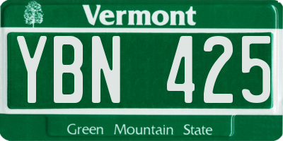 VT license plate YBN425