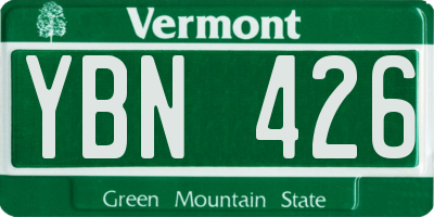 VT license plate YBN426