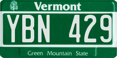 VT license plate YBN429