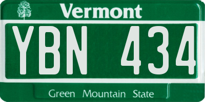 VT license plate YBN434