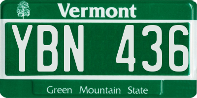 VT license plate YBN436