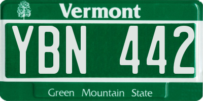 VT license plate YBN442