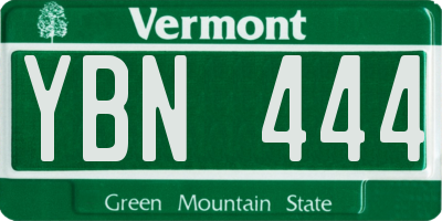 VT license plate YBN444