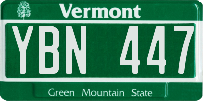 VT license plate YBN447