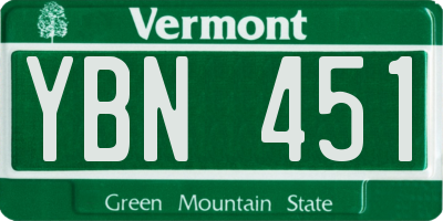VT license plate YBN451