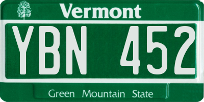 VT license plate YBN452
