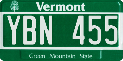 VT license plate YBN455