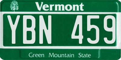 VT license plate YBN459