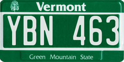 VT license plate YBN463