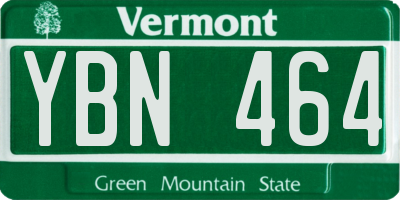 VT license plate YBN464