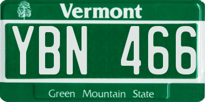 VT license plate YBN466