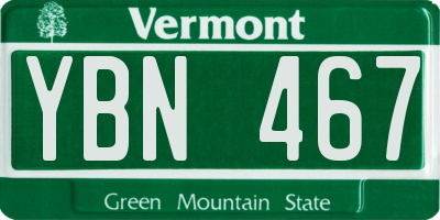 VT license plate YBN467