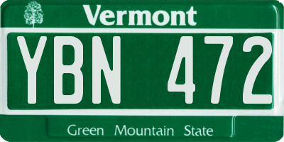 VT license plate YBN472