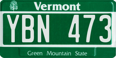 VT license plate YBN473