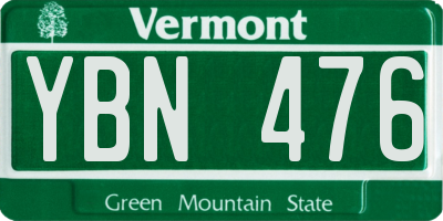VT license plate YBN476