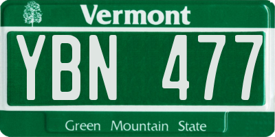 VT license plate YBN477