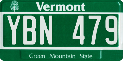 VT license plate YBN479
